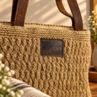 Handmade Jute Laptop Bag with Leather Handles - Image 2
