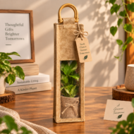 Handmade Jute Bags with Wooden Handle - Image 2