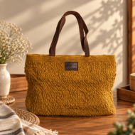 Handmade Jute Laptop Bag with Leather Handles